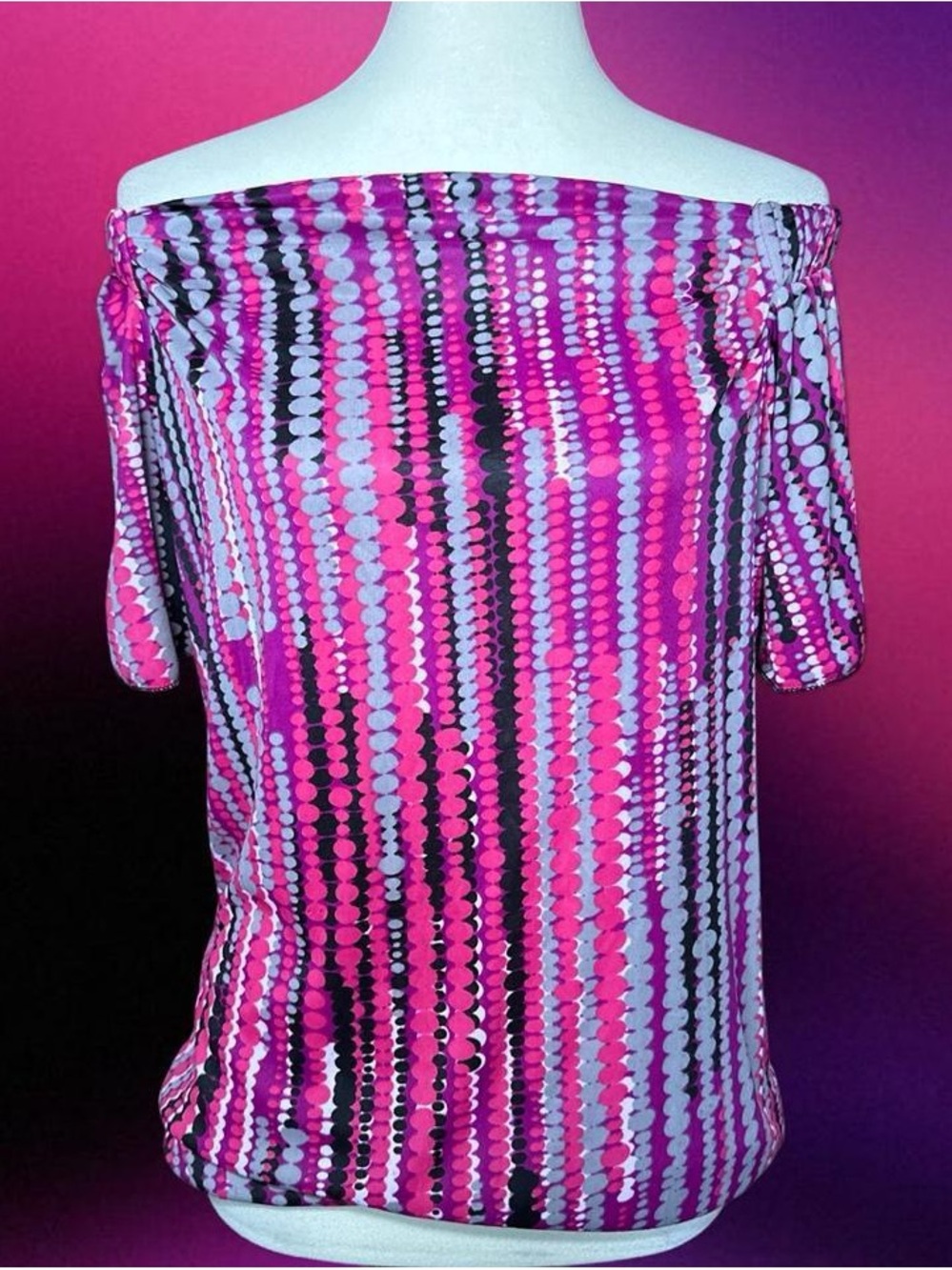 Off-Shoulder Pink Patterned Women’s Top